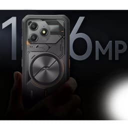 Blackview Fort 100 negro con diseño mecha, carcasa robusta estilo industrial, gran módulo de cámara 16 MP y detalles metálicos, 4 GB RAM y 128 GB