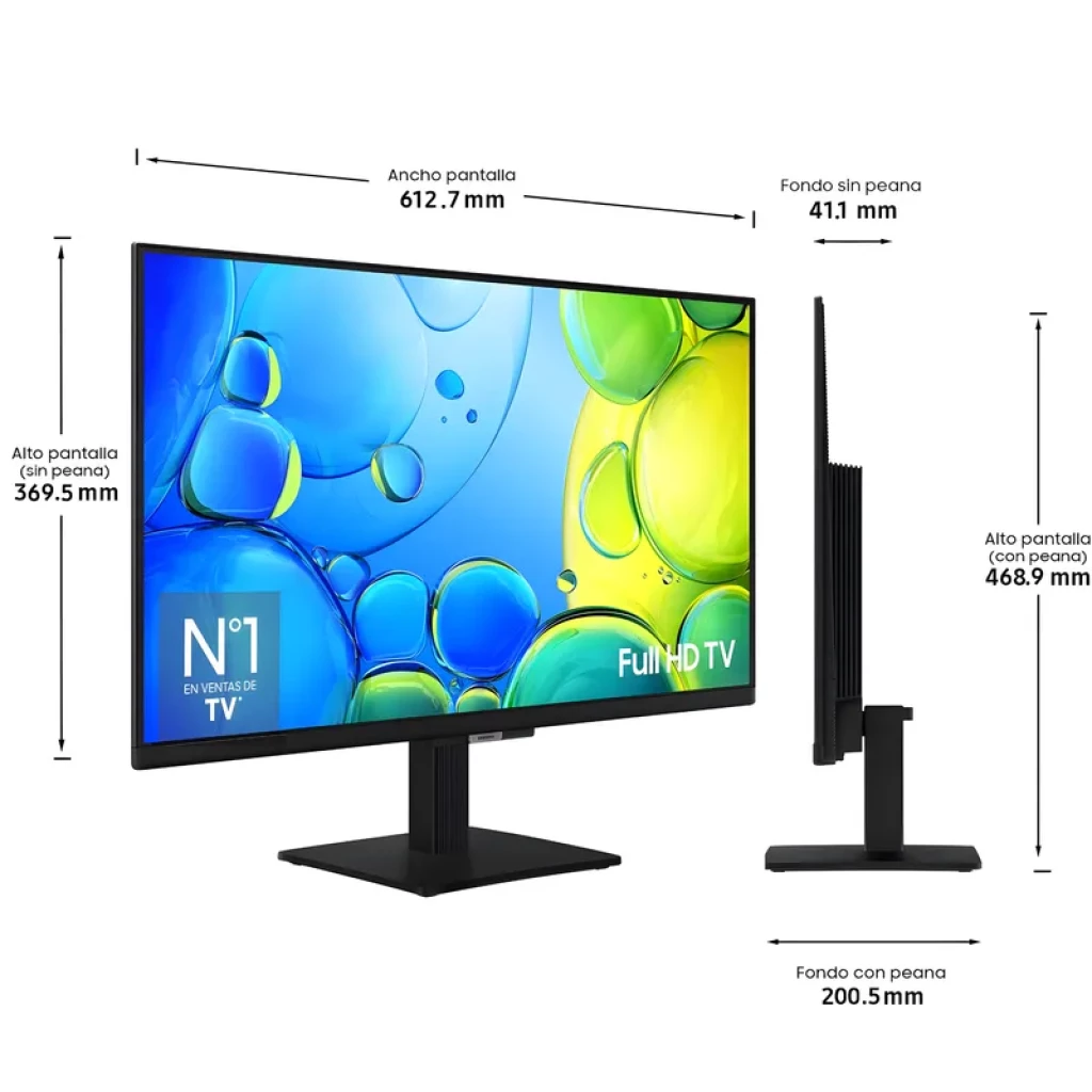 Samsung TU27F6005FK 27 Full HD, moldura fina preta, base retangular ajustável, Wi‑Fi, ícones de atualização, segurança Knox, Gaming Hub e destaque 2025 - Item5