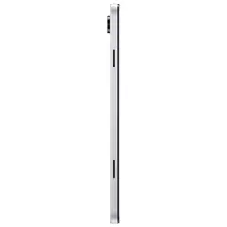Borda lateral do Samsung Galaxy Tab A11+ Prata com acabamento metálico, botões de volume e ligar/desligar e módulo de câmara traseira saliente