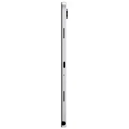 Lateral do Samsung Galaxy Tab A11+ 8 GB/256 GB Prateado: perfil fino em alumínio, porta USB-C central, ranhura SIM, botões de volume e câmara traseira