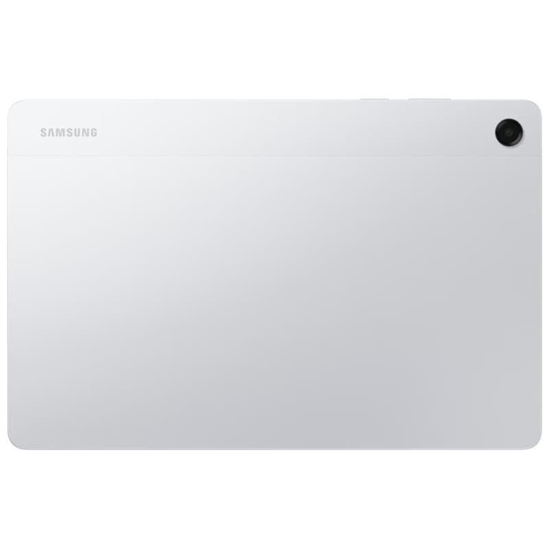 Samsung Galaxy Tab A11+ 5G 8 GB/256 GB Prateado com parte traseira prateada minimalista, câmara única no canto superior direito e logótipo Samsung discreto