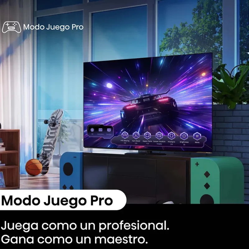 Hisense 55A85N 55 pouces OLED 4K avec couleurs vives, noirs profonds, 120 Hz fluide et mode Jeu Pro, design fin avec logo Real Madrid affiché à l écran - Ítem4