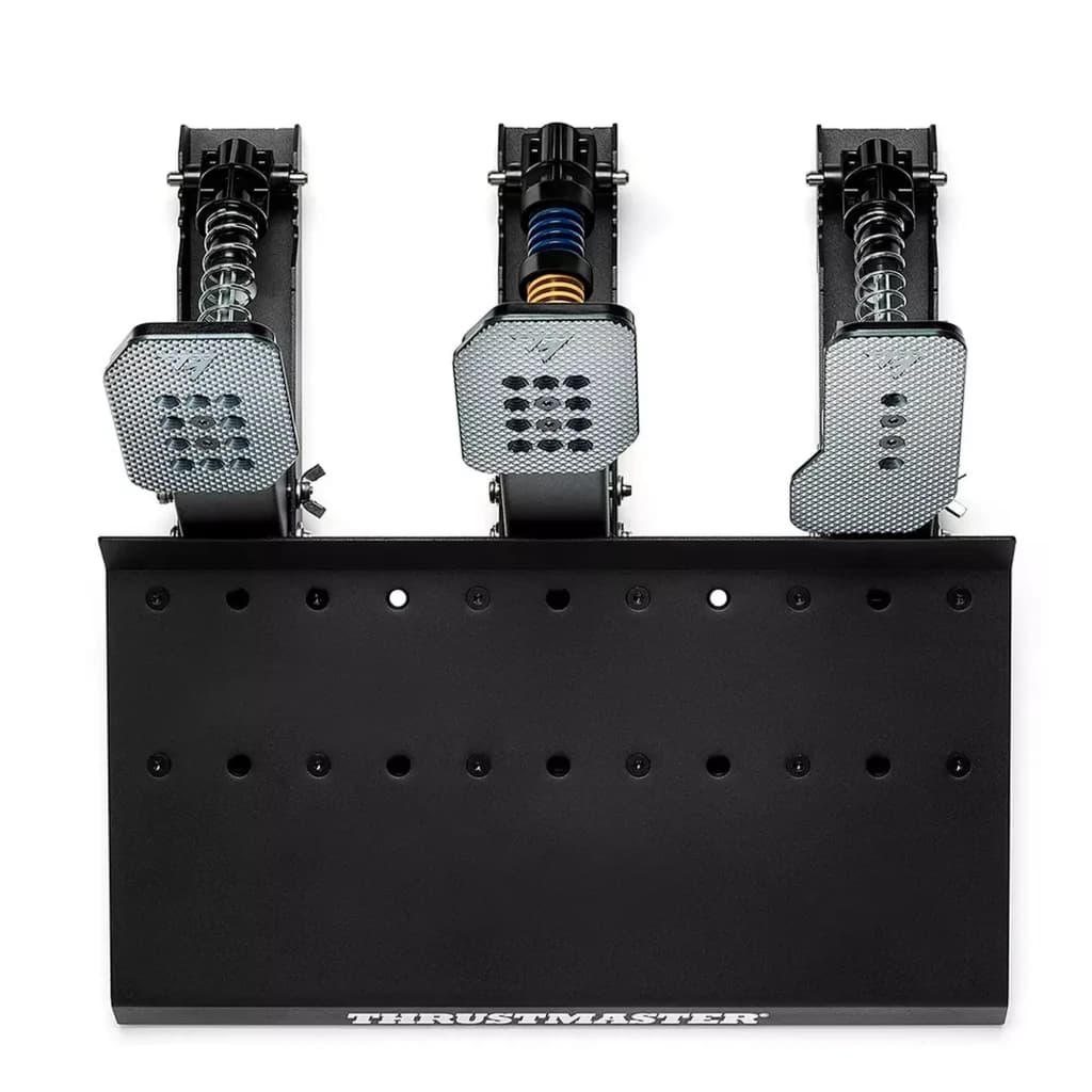 Thrustmaster RACE PEDALS III LC con 3 pedales metálicos modulables, muelles visibles y base perforada robusta para montaje y ajuste preciso