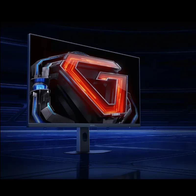Monitor Xiaomi 2K Gaming G27Qi 2026 avec écran plat fin, bords ultra-minces, dalle 27 pouces lumineuse, pied central robuste et design futuriste éclairé
