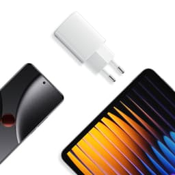 Xiaomi 45W Nano Turbo Charging 2 portas Adaptador de corrente branco, compacto, plugue europeu, duas saídas para carregamento rápido de smartphone e tablet