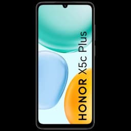 Honor X5c Plus noir avec grand écran 6,78 pouces à bords fins, encoche goutte d’eau et design moderne, texte HONOR X5c Plus affiché verticalement