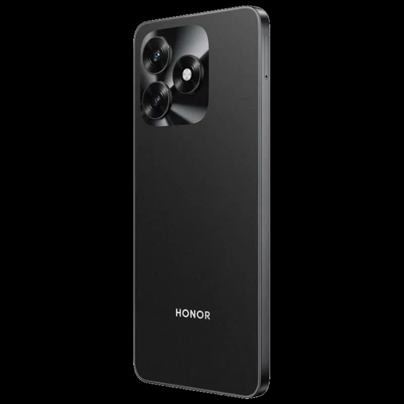 Honor X5c Plus noir avec dos mat et module photo triple proéminent, bords plats métallisés et design épuré, logo Honor discret en bas
