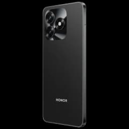 Honor X5c Plus noir avec dos mat et module photo triple proéminent, bords plats métallisés et design épuré, logo Honor discret en bas