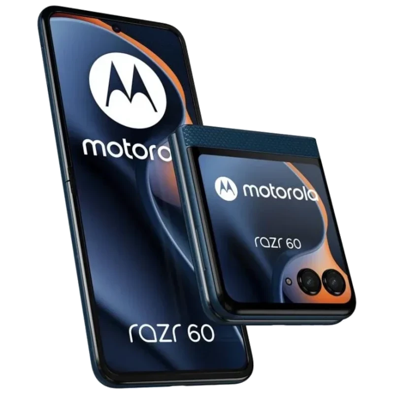 Motorola Razr 60 5G azul Gibraltar Sea dobrável, tela interna 6,9 pol e externa compacta, duas câmeras traseiras, design premium com Moto AI - Item