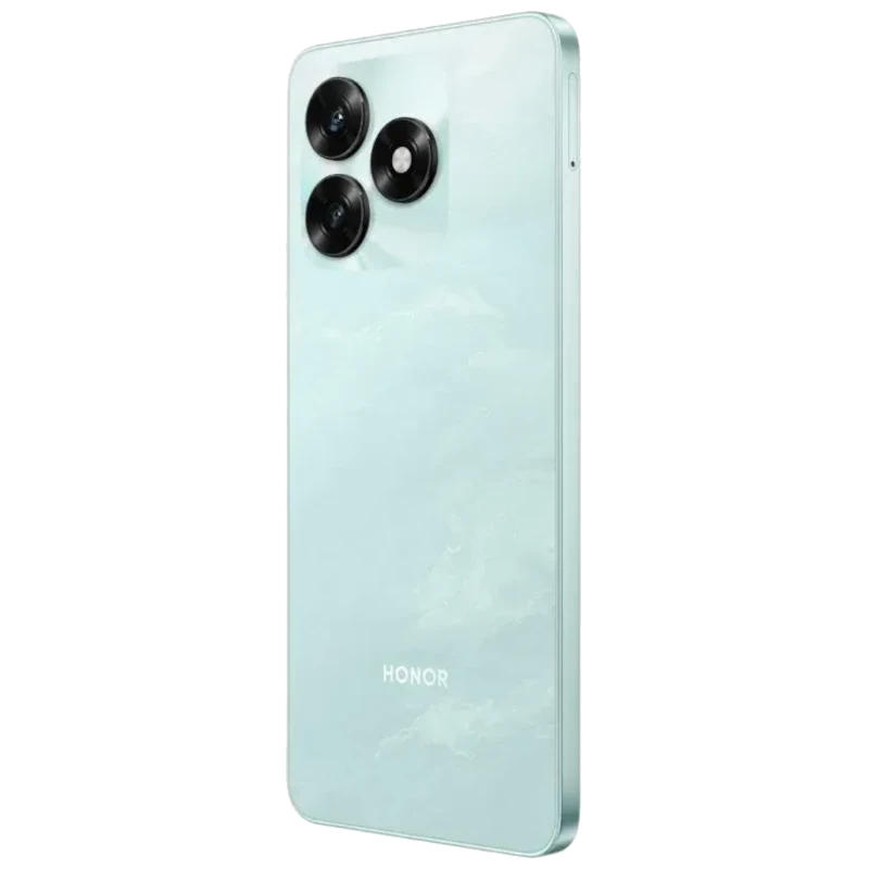 Honor X5c Plus color cian con pantalla de 6.78 pulgadas, notch en V y biseles finos. Trasera brillante con triple cámara circular y acabado elegante. - Ítem6