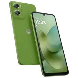Motorola Moto G06 4GB/64GB Verde con pantalla amplia de borde fino, notch en V y doble cámara trasera con flash; acabado texturizado en color verde