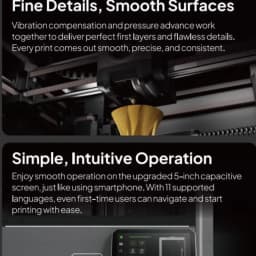 Impresora 3D Elegoo Centauri Carbon 2 FDM CoreXY 500mm/s con extrusor preciso, boquilla dorada, acabados finos y pantalla táctil de 5 pulgadas intuitive