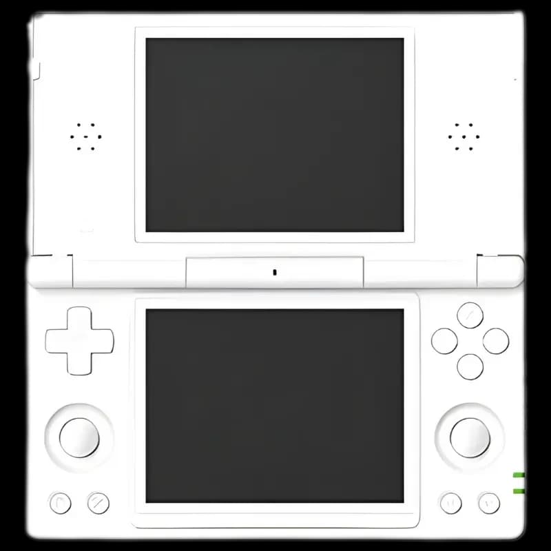 Anbernic RG DS Blanc Console rétro à clapet avec double écran, croix directionnelle, deux sticks, boutons A B X Y et gâchettes, design blanc épuré