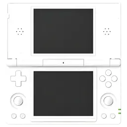 Anbernic RG DS Blanc Console rétro à clapet avec double écran, croix directionnelle, deux sticks, boutons A B X Y et gâchettes, design blanc épuré