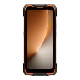 Blackview Rock 2 5G orange robuste avec coque renforcée, écran bord à bord, contours noirs et accents orange, design antichoc pour usage intensif