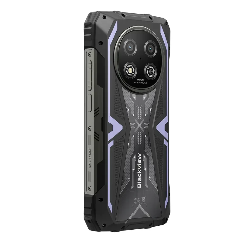 Smartphone robuste Blackview Rock 2 5G violet, boîtier renforcé noir et accents violets, double caméra arrière, grand écran bord à bord élégant - Ítem5