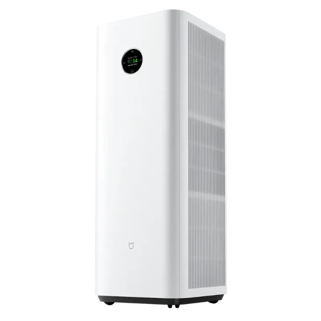 Mijia Smart Air Purifier Max con filtro doble, torre blanca minimalista con pantalla circular OLED frontal y base oscura; diseño vertical elegante - Ítem1