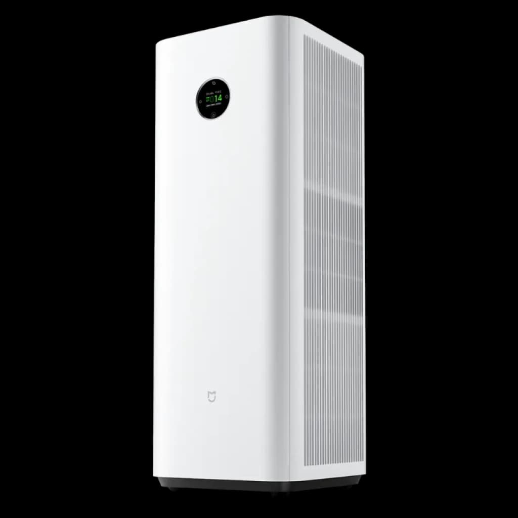 Vista a 45 grados del Mijia Smart Air Purifier Max con ventilación en el lateral y pantalla LED a color