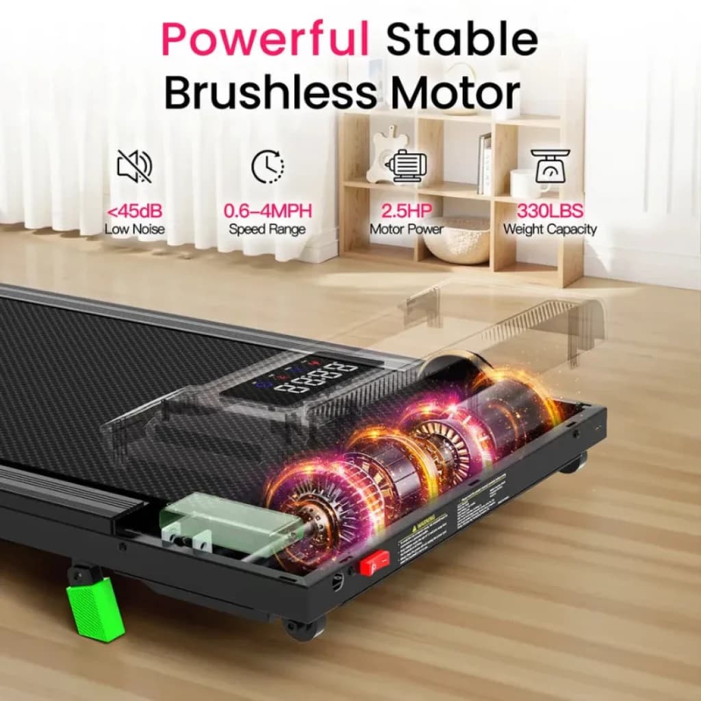 Akluer P03B avec télécommande - Tapis de course pliable avec moteur brushless stable, écran LED, vitesse 0,6 à 4 mph, faible bruit <45 dB, charge 330 lbs