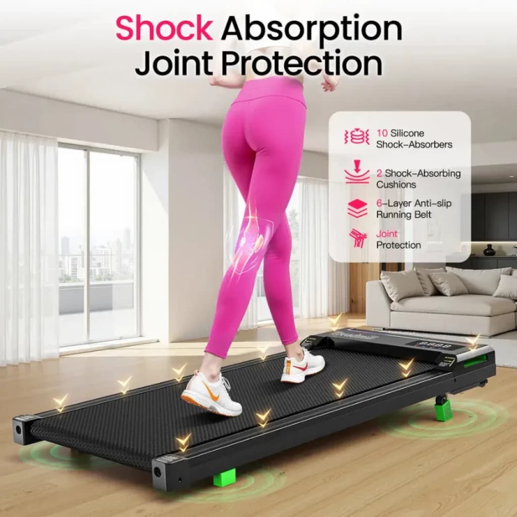 Akluer P03B avec télécommande - Tapis de course pliable, plat et compact, amorti silicone, ceinture antidérapante, écran latéral, idéal usage domestique