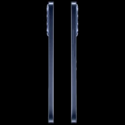 Profil latéral du Oppo Reno15 FS 5G Noir Twilight, cadre fin bleu foncé, module photo arrière proéminent avec anneaux métalliques, boutons latéraux