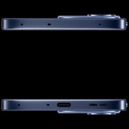 Bords supérieurs et inférieurs du Oppo Reno15 FS 5G Noir Twilight en métal bleu, module photo proéminent, port USB‑C, grille de haut‑parleur et micros