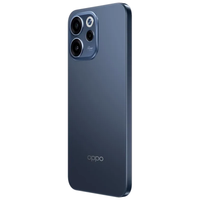 Oppo Reno15 FS 5G noir Twilight avec écran bord à bord, poinçon central, dos mat et triple module photo pro; design fin et élégant, logo Oppo vertical - Ítem5