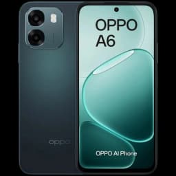 Oppo A6 bleu saphir avec double module photo arrière, écran AMOLED 6,57 pouces bord à bord, poinçon central et finition mate élégante