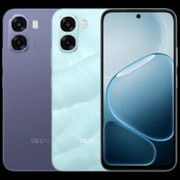 Oppo A6X 128GB en negro lila con pantalla de 6.75 pulgadas, diseño con doble cámara trasera y frontal en agujero, bordes curvos y acabado mate brillante
