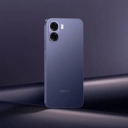 Oppo A6X 128GB Negro Lila con doble cámara trasera, módulo rectangular y acabado mate elegante; diseño minimalista y bordes curvos
