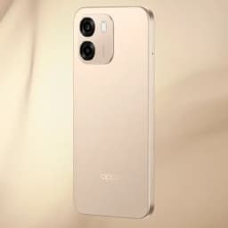 Oppo A6 256 Go Aurora Doré avec dos doré mat, bords plats, module photo double proéminent et flash LED, design épuré et élégant, capteur 50 MPx visible