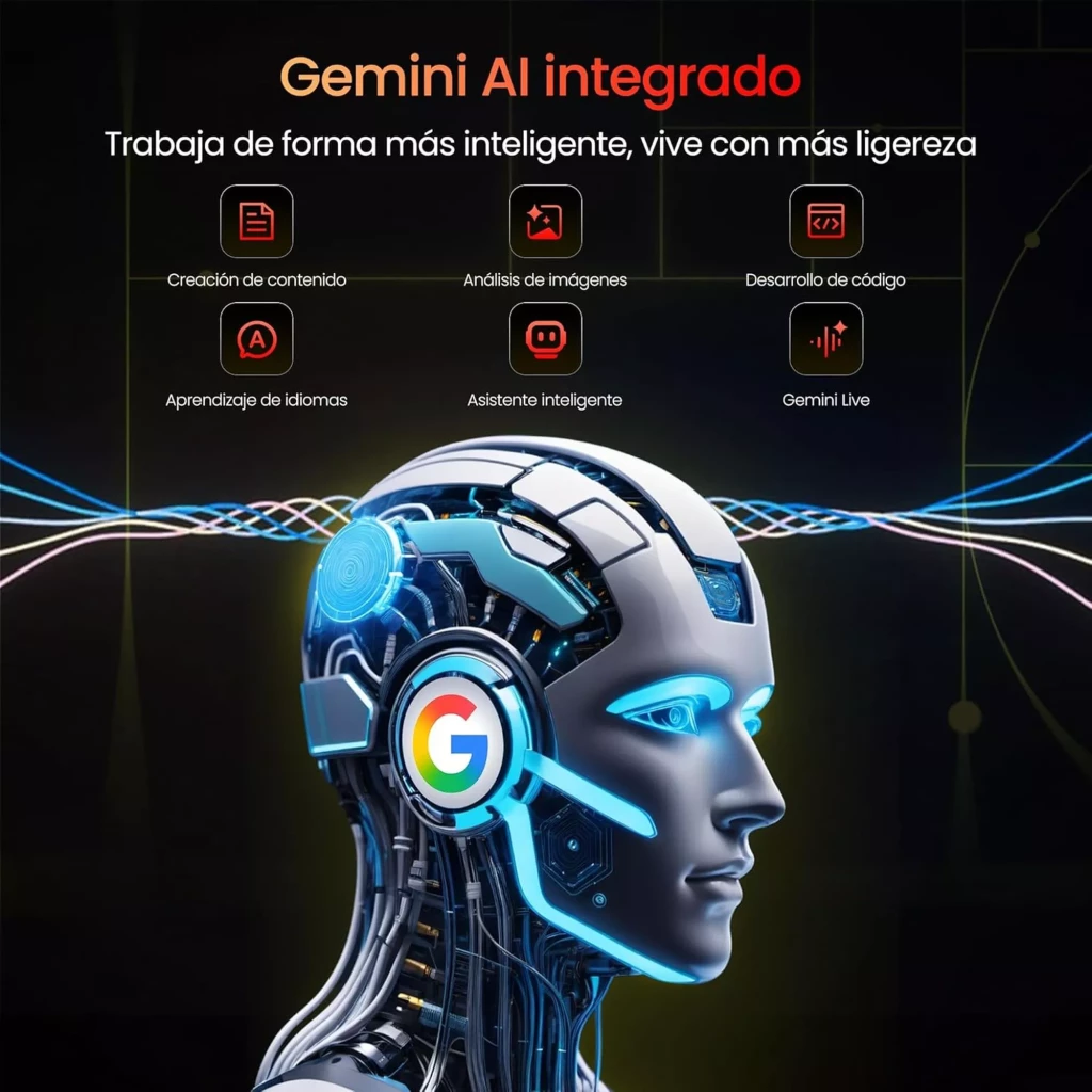 Lagenio Panther 2 blanc 128 Go, écran 6,7 pouces, 4 Go RAM, charge rapide 18 W, dos géométrique, module photo circulaire lumineux, face avant sombre - Ítem4