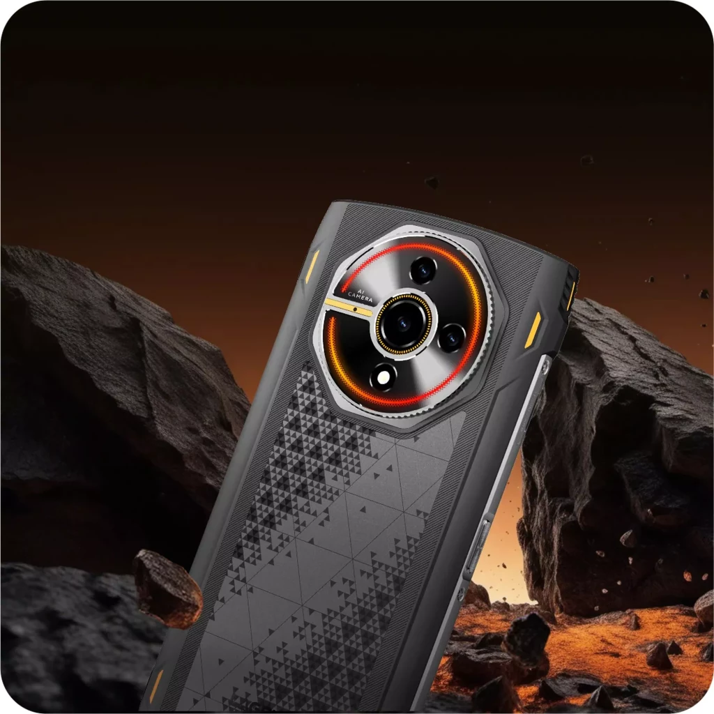 Lagenio Panther 2 noir robuste avec coque texturée, accents orange, grand écran 6,7 pouces, module photo circulaire avec anneau lumineux, 128 Go, 4 Go RAM - Ítem2