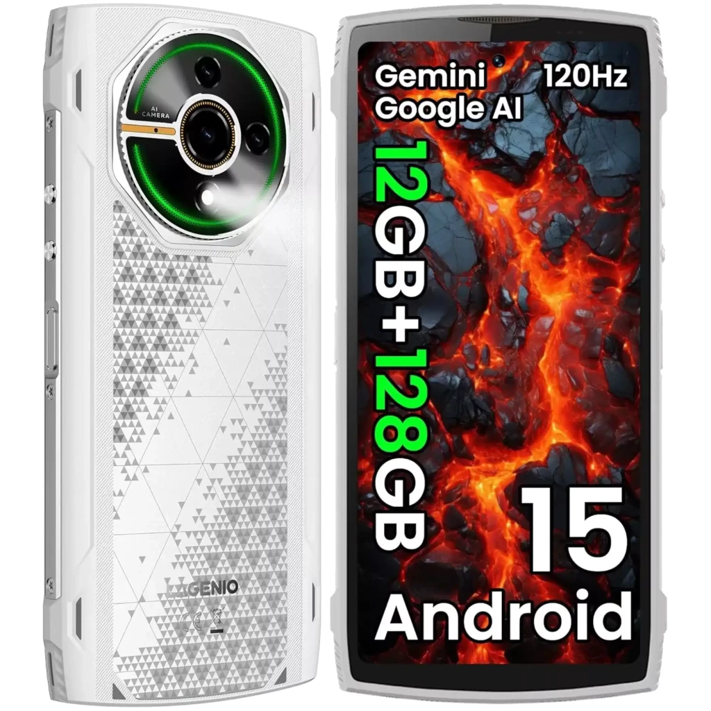 Lagenio Panther 2 blanc 128 Go, écran 6,7 pouces, 4 Go RAM, charge rapide 18 W, dos géométrique, module photo circulaire lumineux, face avant sombre - Ítem8