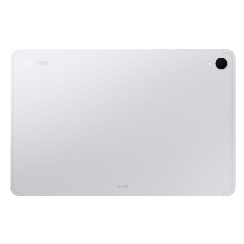 Samsung Galaxy Tab S11 11 pouces argente vue arrière, coque métal argent, caméra arrière unique en haut à droite, design fin et minimaliste, 12Go 512Go