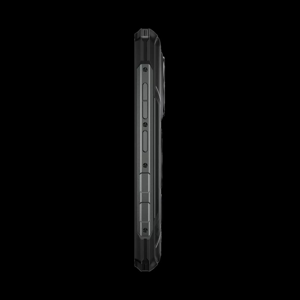 Doogee Fire 5 Ultra 256 Go gris robuste avec grand module photo circulaire triple capteur, anneau LED jaune arrière et coque antichoc noire