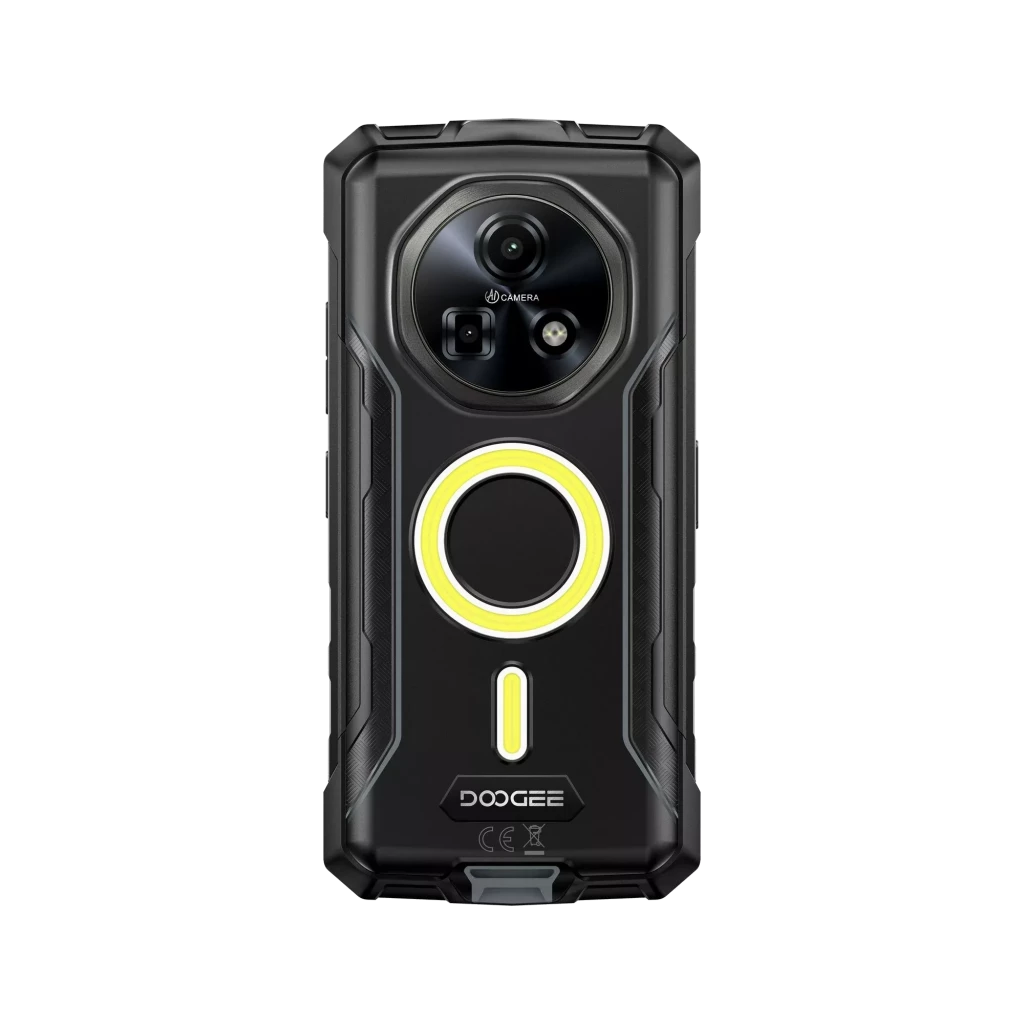 Doogee Fire 5 Ultra 256 GB cinza com design robusto, cantos reforçados, módulo de câmera traseira destacado e tela frontal com padrão de engrenagens - Item2