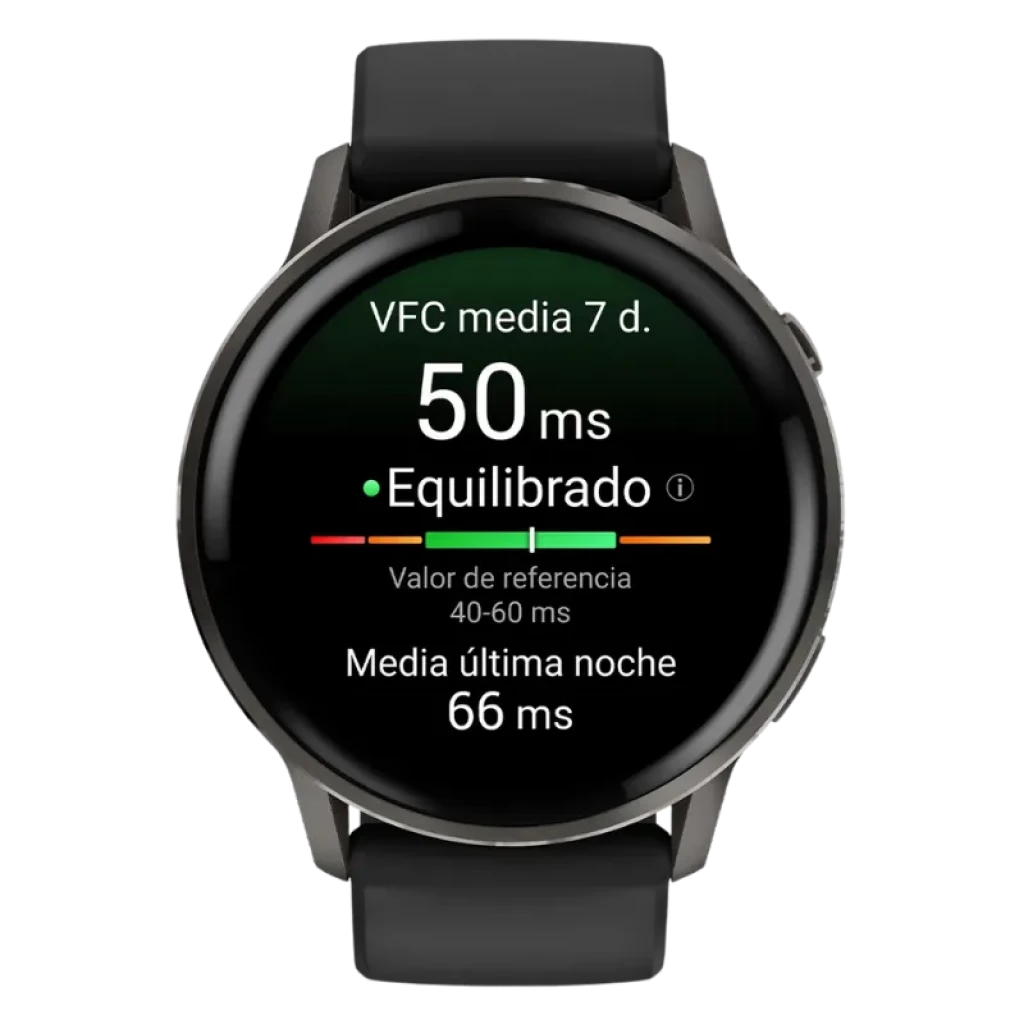 Garmin Venu 4 45 mm negro con correa de silicona negra, pantalla circular AMOLED con datos de salud y actividad, bisel oscuro, diseño deportivo elegante - Ítem1