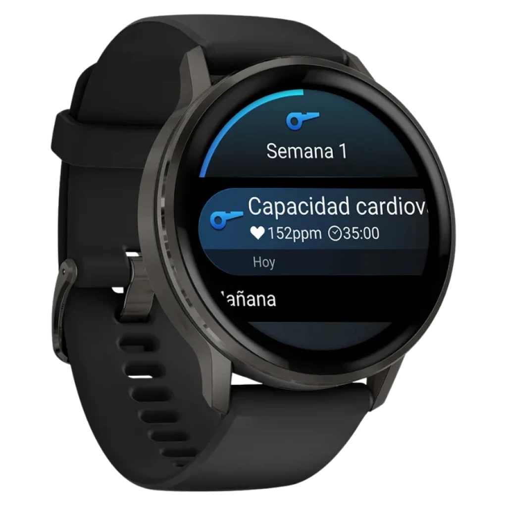Garmin Venu 4 45 mm negro con correa de silicona negra, pantalla circular AMOLED con datos de salud y actividad, bisel oscuro, diseño deportivo elegante - Ítem3