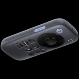 RayNeo Pocket TV - Télécommande compacte noire avec pavé circulaire, bouton power, touches volume, micro et USB-C; design ergonomique aux bords arrondis