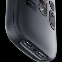 RayNeo Pocket TV - Télécommande avec ports USB‑C DC 5V et casque, coque gris foncé, boutons dédiés Prime Video et navigation, prise en main ergonomique