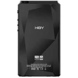 Hiby R6 III 2025 noir, dos anguleux mat, logo HIBY centré, badges Hi-Res et DSD en bas, boutons latéraux, boîtier compact premium Android 12