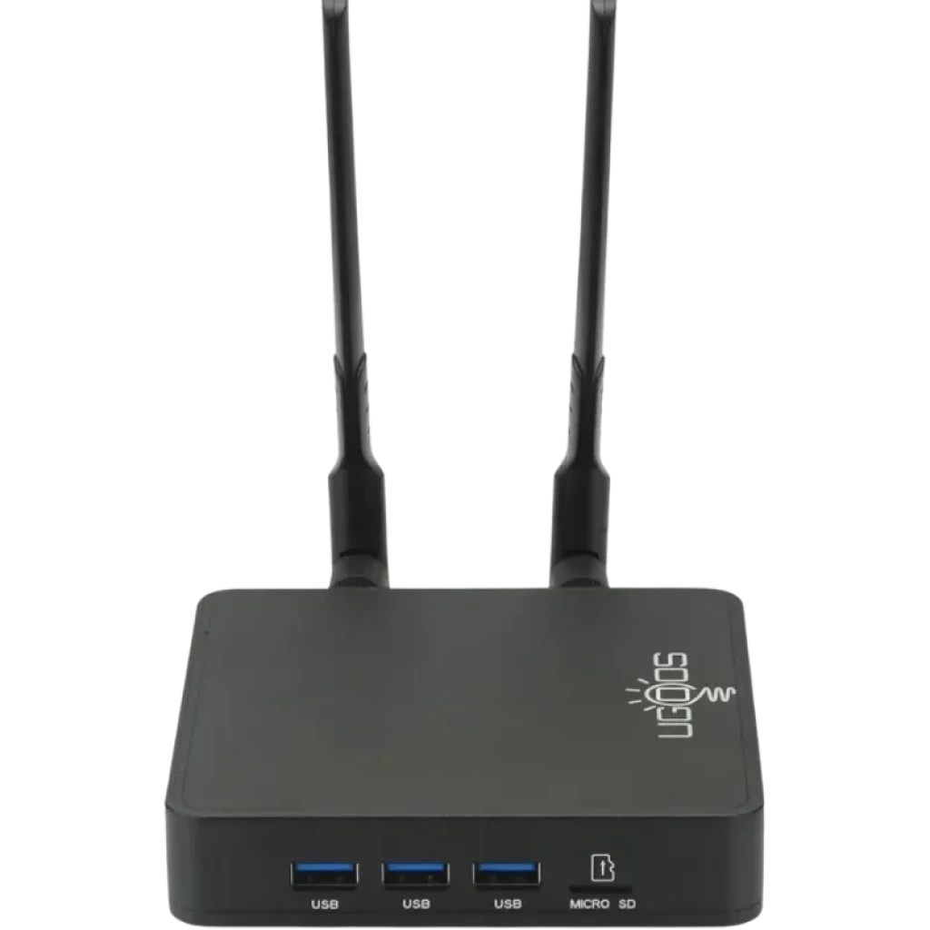 Ugoos AM9 Pro S905X5-J: TV box negro con dos antenas WiFi, múltiples puertos USB 3.0, HDMI, LAN y control remoto completo para Android TV 14 - Ítem4