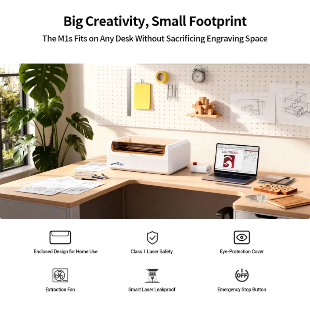 Laservii M1s IR-2W Enregistreur laser fermé blanc avec couvercle protecteur ambré, grande fenêtre, boîtier compact et module externe avec bouton rouge de sécurité - Ítem3