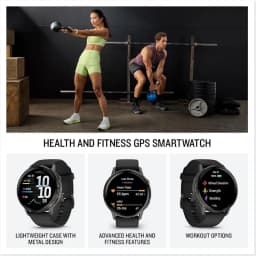 Garmin Venu 4 41 mm prateado com bracelete de silicone lilás; ecrã redondo com métricas de saúde, GPS e opções de treino; design metálico leve