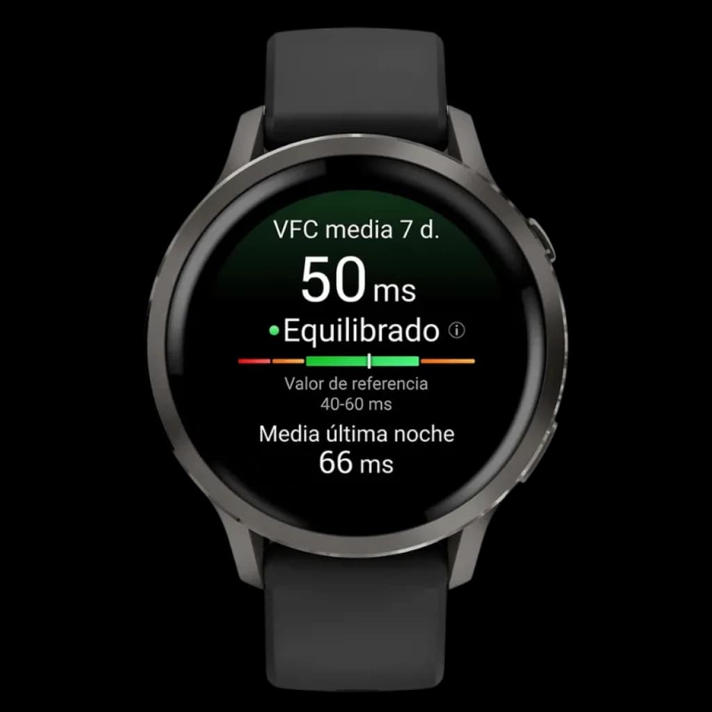 Garmin Venu 4 41 mm preto com bracelete de silicone preta, ecrã AMOLED circular, moldura metálica escura e métricas de frequência cardíaca no ecrã