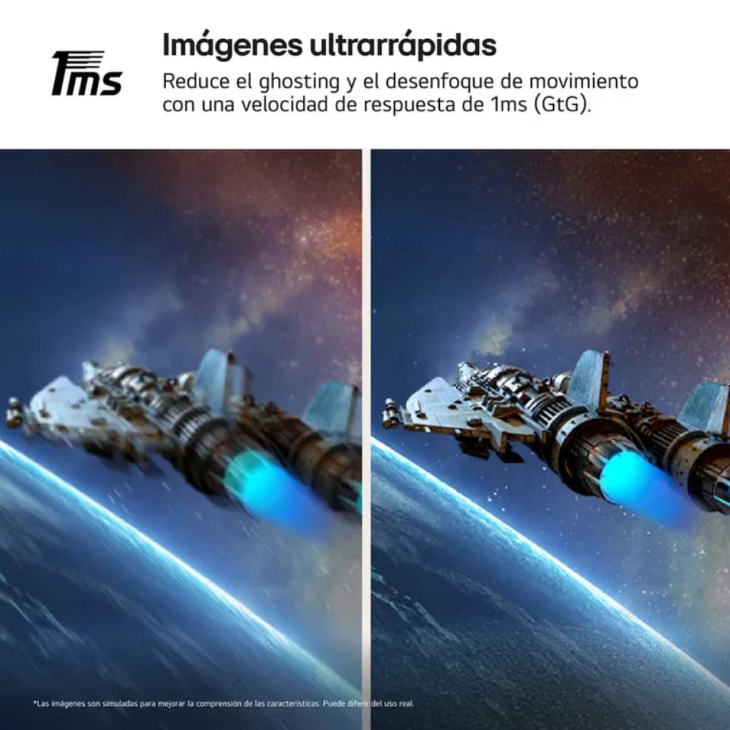 LG UltraGear 27G440A 27 pouces IPS FHD 240 Hz 1 ms sRGB 99 % FreeSync, écran PC avec image comparativa montrant flou réduit et mouvements plus nets