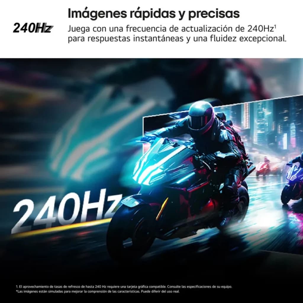 Écran PC LG UltraGear 27G440A 27 pouces IPS FHD, 240 Hz, 1 ms, sRGB 99 %, FreeSync, visuel gaming moto futuriste soulignant la fluidité et la vitesse