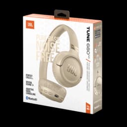 JBL Tune 680NC Beige, casque supra-auriculaire sans fil avec ANC, arceau rembourré, coussinets doux, commandes sur l’oreillette, logo JBL visible