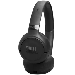 JBL Tune 680NC Noir, casque supra-auriculaire sans fil mat, arceau rembourré, coques pivotantes avec logo JBL, ports et boutons discrets, design épuré